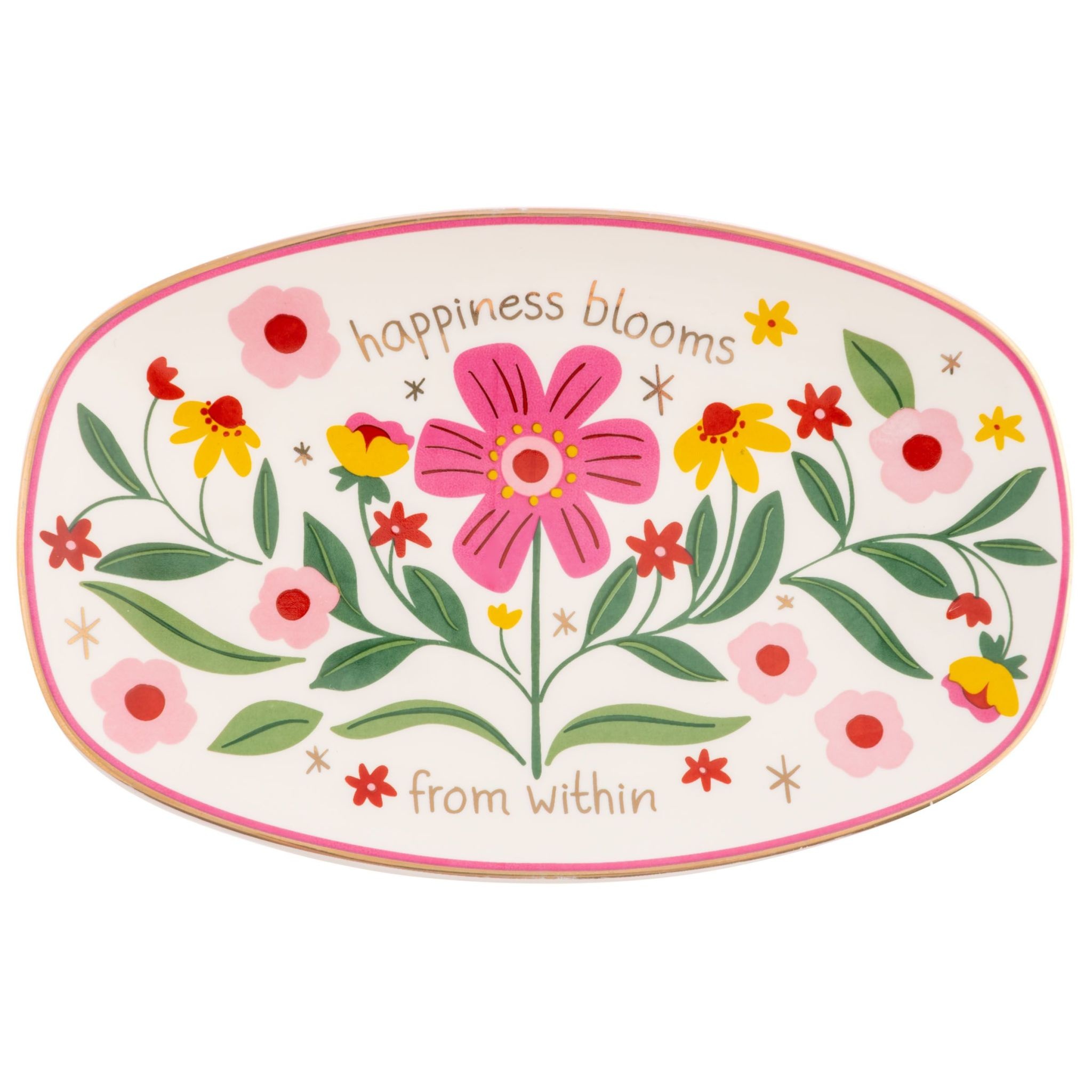 available at m. lynne designs Oval Happiness Blooms Trinket Dish
