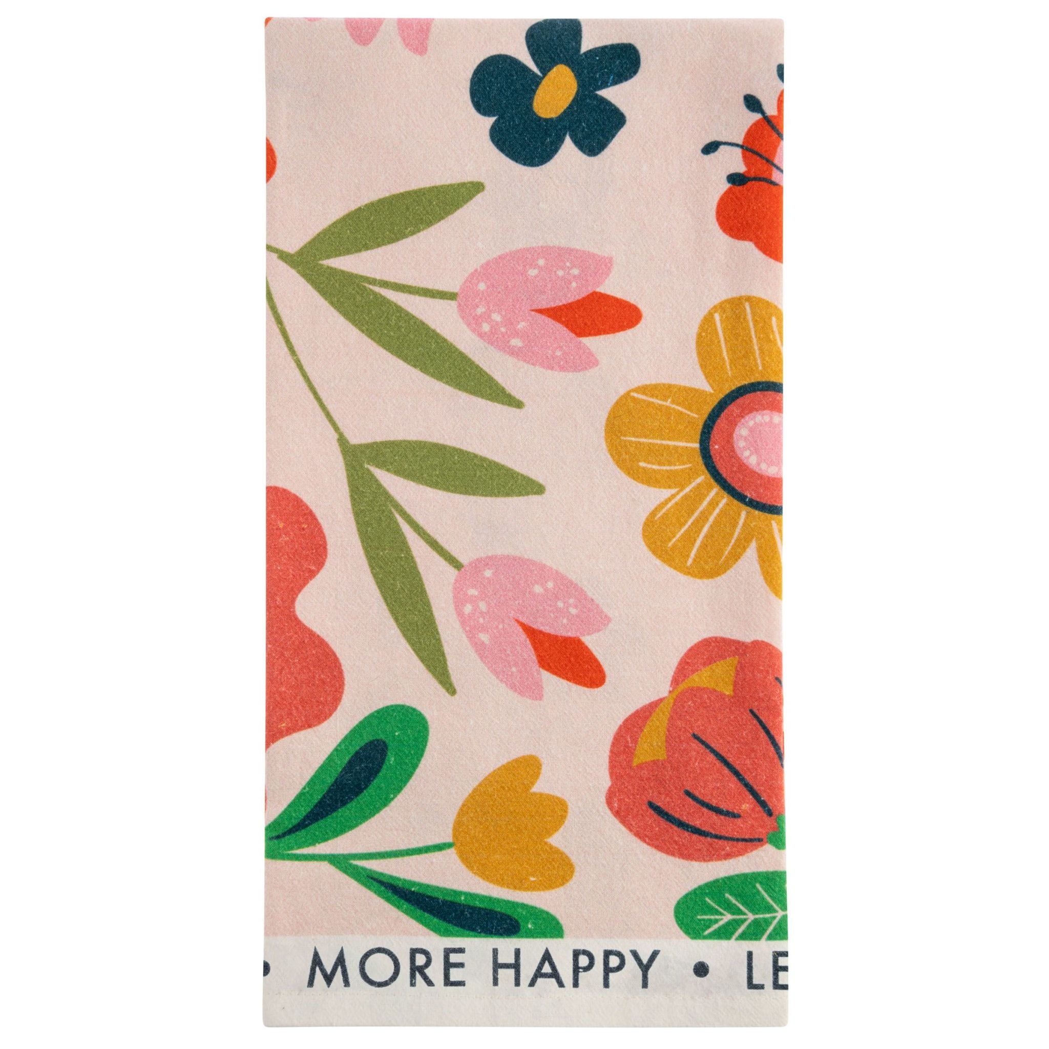 available at m. lynne designs White More Happy Tea Towel