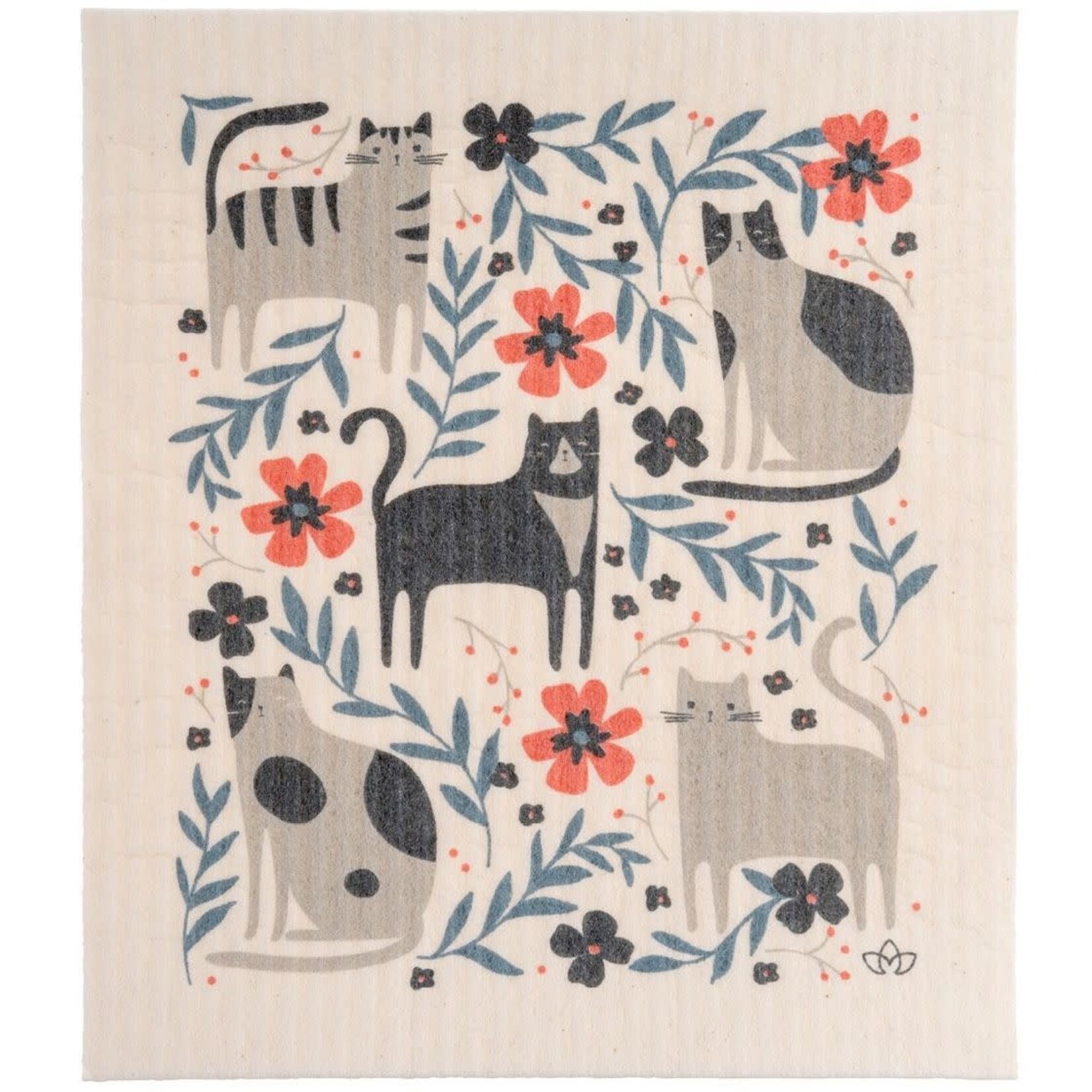m. lynne designs cat floral swedish dishcloth