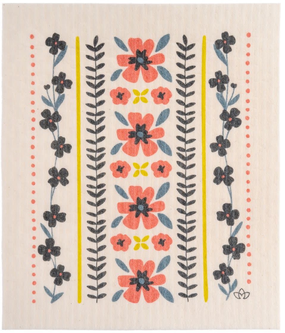 available at m. lynne designs Floral Stripe Swedish Dishcloth