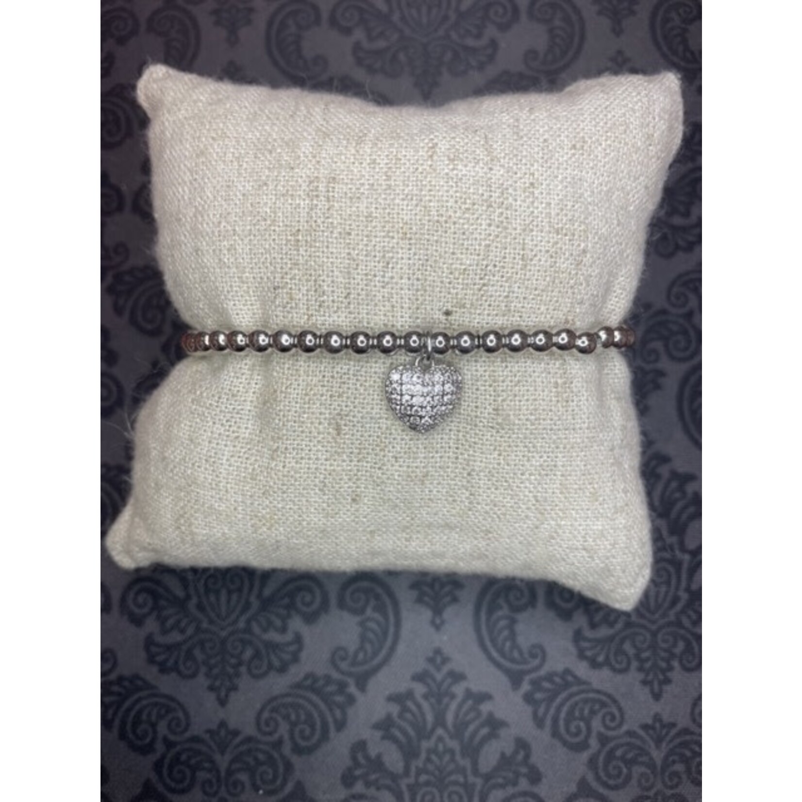 m. lynne designs silver bead bracelet with heart charm