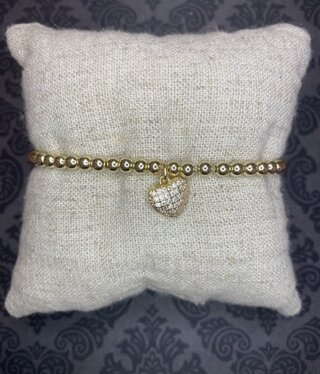 available at m. lynne designs Gold Bead Bracelet with Heart Charm