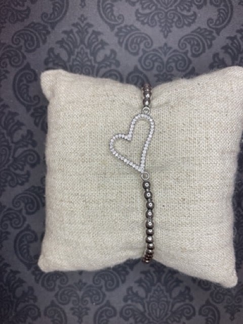 available at m. lynne designs Silver Bead Bracelet with Heart Outline