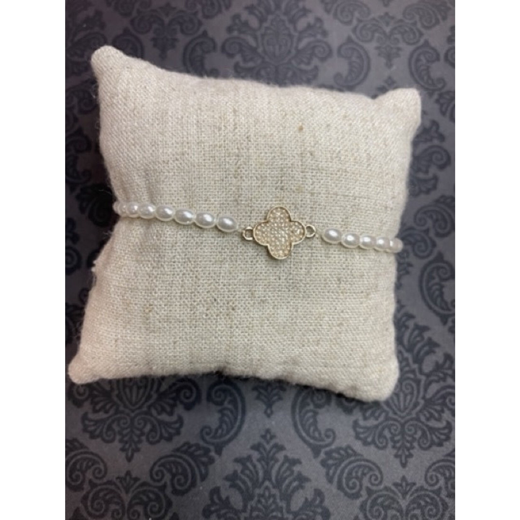 m. lynne designs pearl with gold pearl clover bracelet