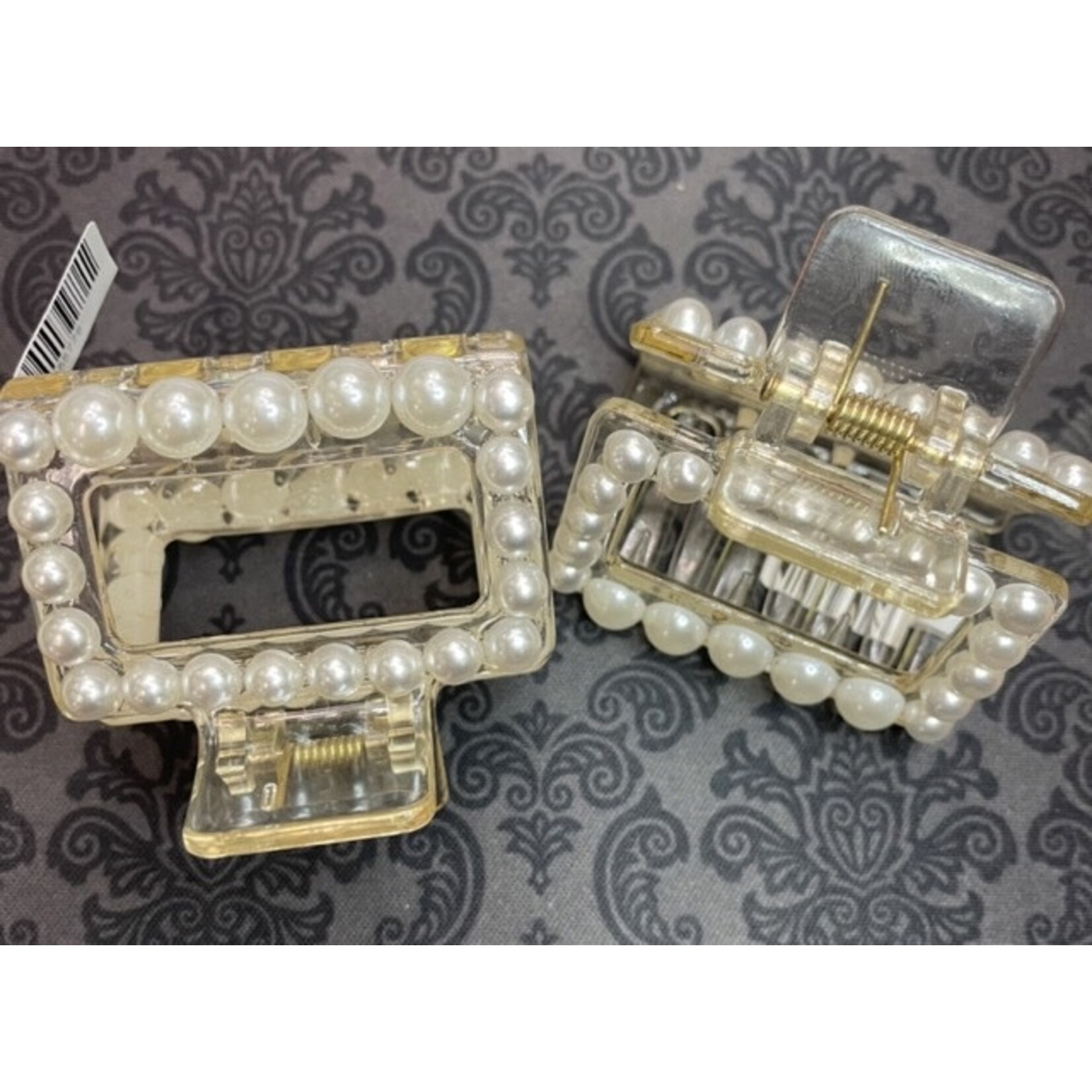 m. lynne designs clear with pearls claw clip