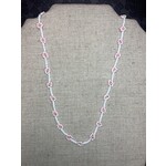 m. lynne designs seed bead white & pink flower necklace