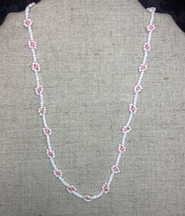 available at m. lynne designs Seed Bead White & Pink Flower Necklace