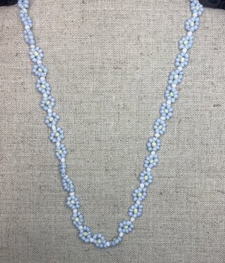 available at m. lynne designs Blue Seed Bead Flower Necklace