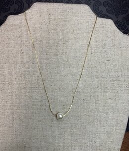 available at m. lynne designs Gold with Single Pearl Necklace