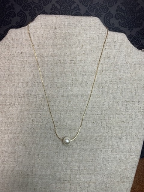 available at m. lynne designs Gold with Single Pearl Necklace
