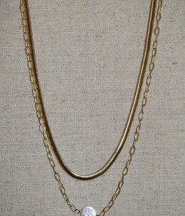 available at m. lynne designs Double Gold Chain with Single Pearl Necklace