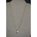 m. lynne designs dainty double gold with single pearl necklace