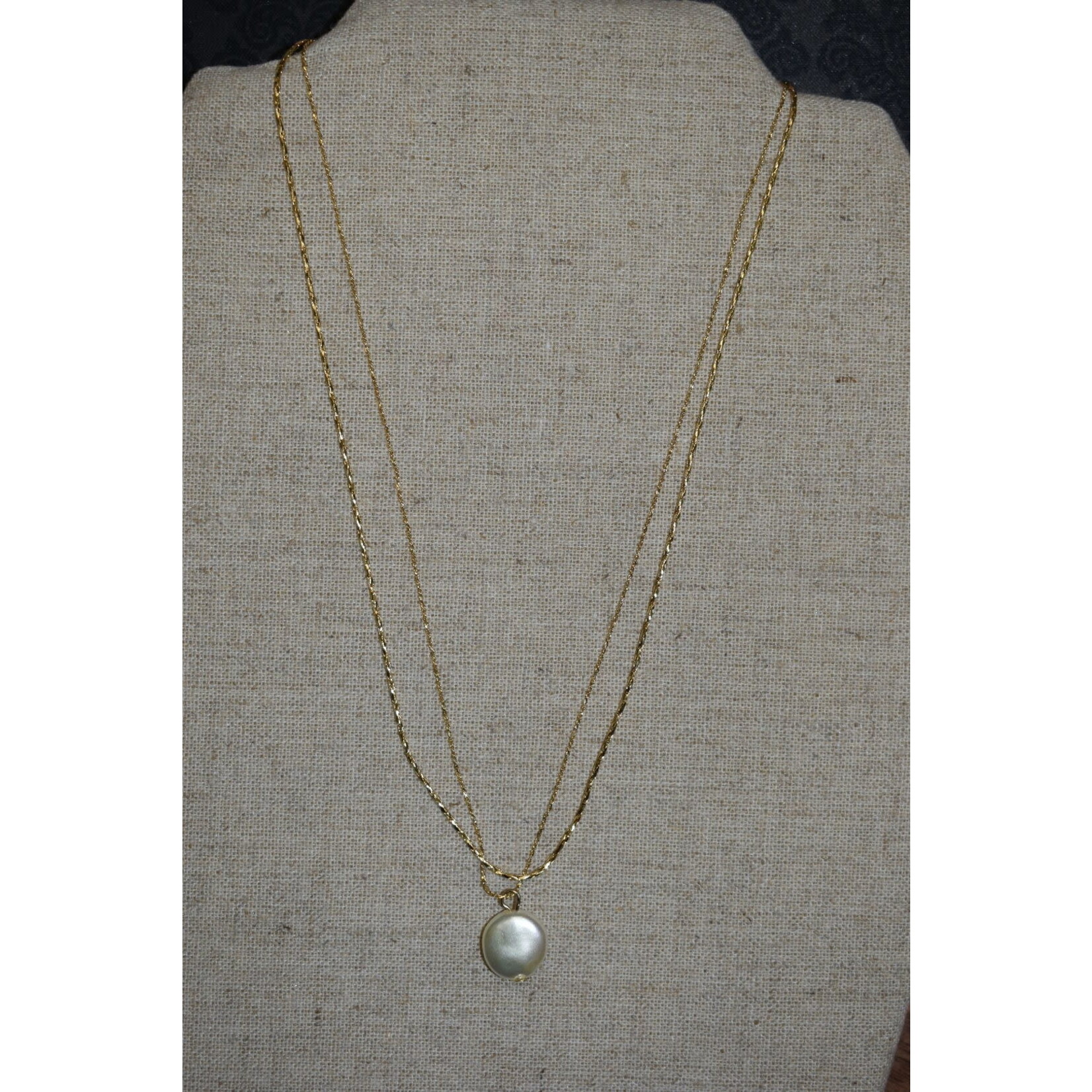 m. lynne designs dainty double gold with single pearl necklace