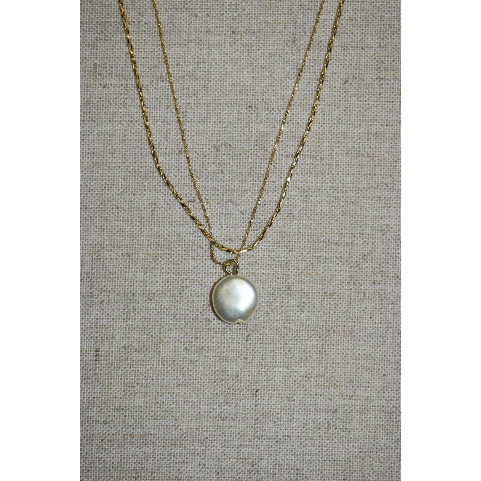 m. lynne designs dainty double gold with single pearl necklace