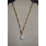 m. lynne designs gold paperclip necklace with baroque pearl and toggle clasp