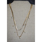 m. lynne designs double link necklace with paperclip and solid gold, pearl drops