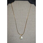 m. lynne designs gold chain necklace with single pearl drop