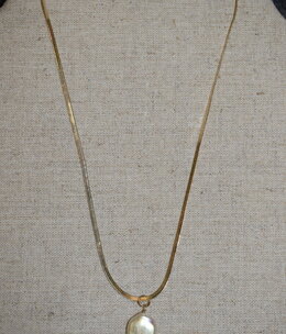 available at m. lynne designs Gold Chain Necklace with Single Pearl Drop