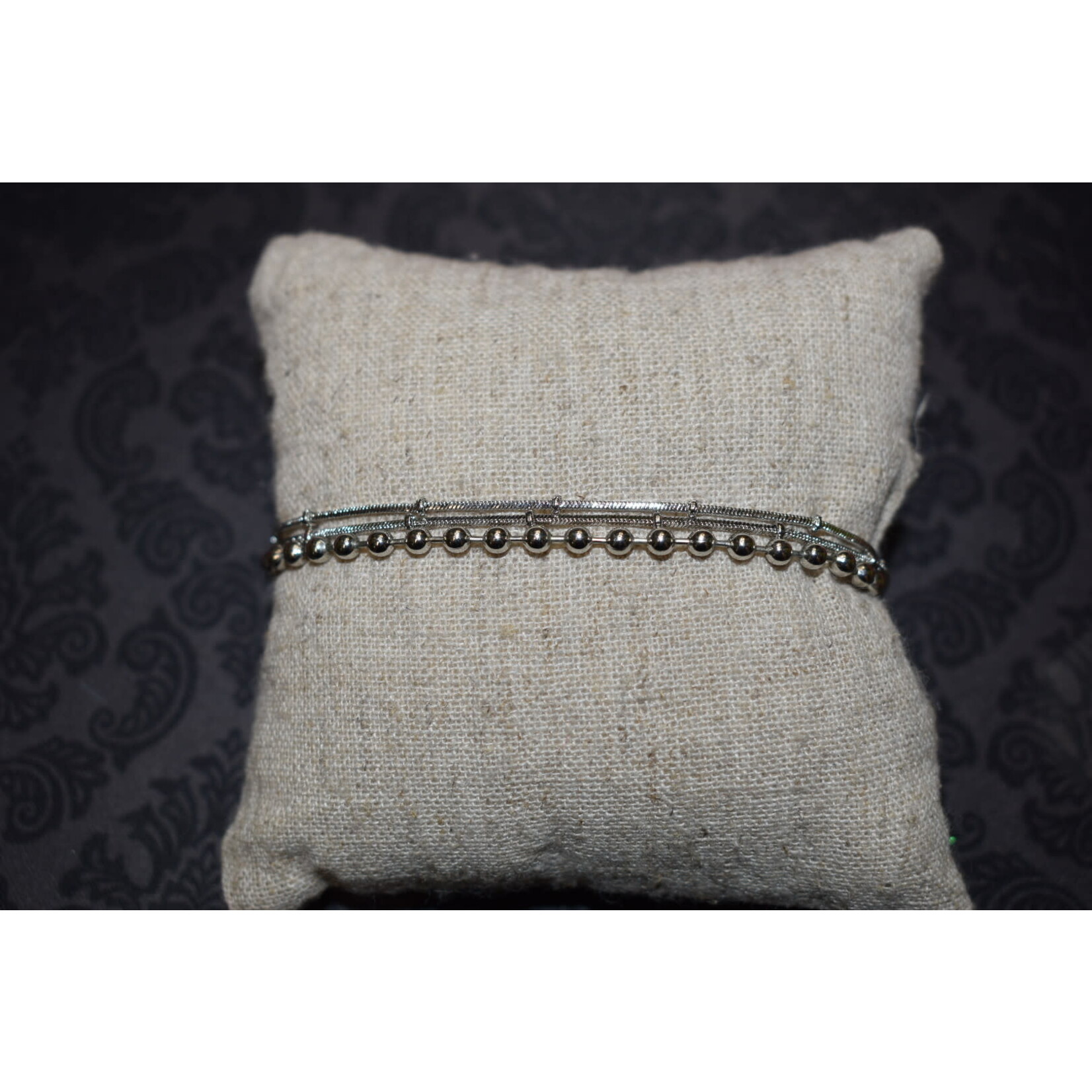 m. lynne designs triple silver with bead bracelet