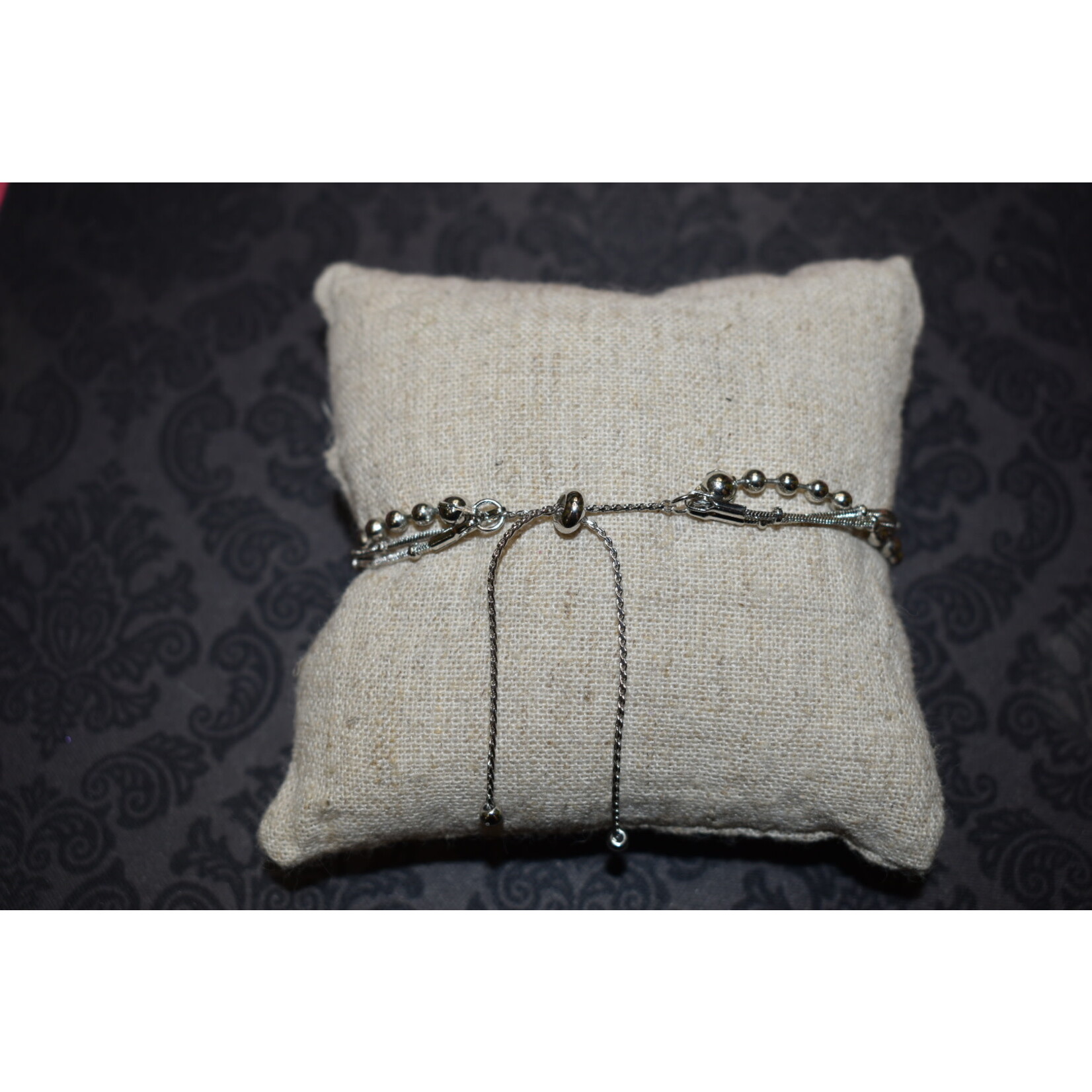 m. lynne designs triple silver with bead bracelet