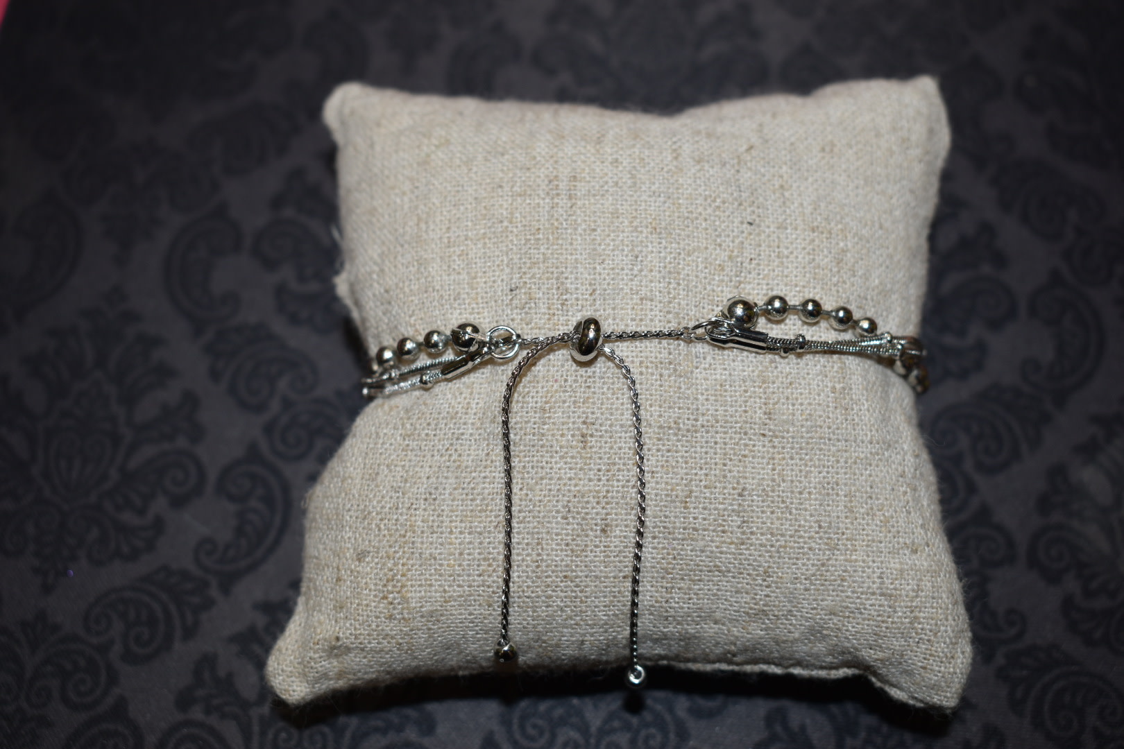 available at m. lynne designs Triple Silver with Bead Bracelet