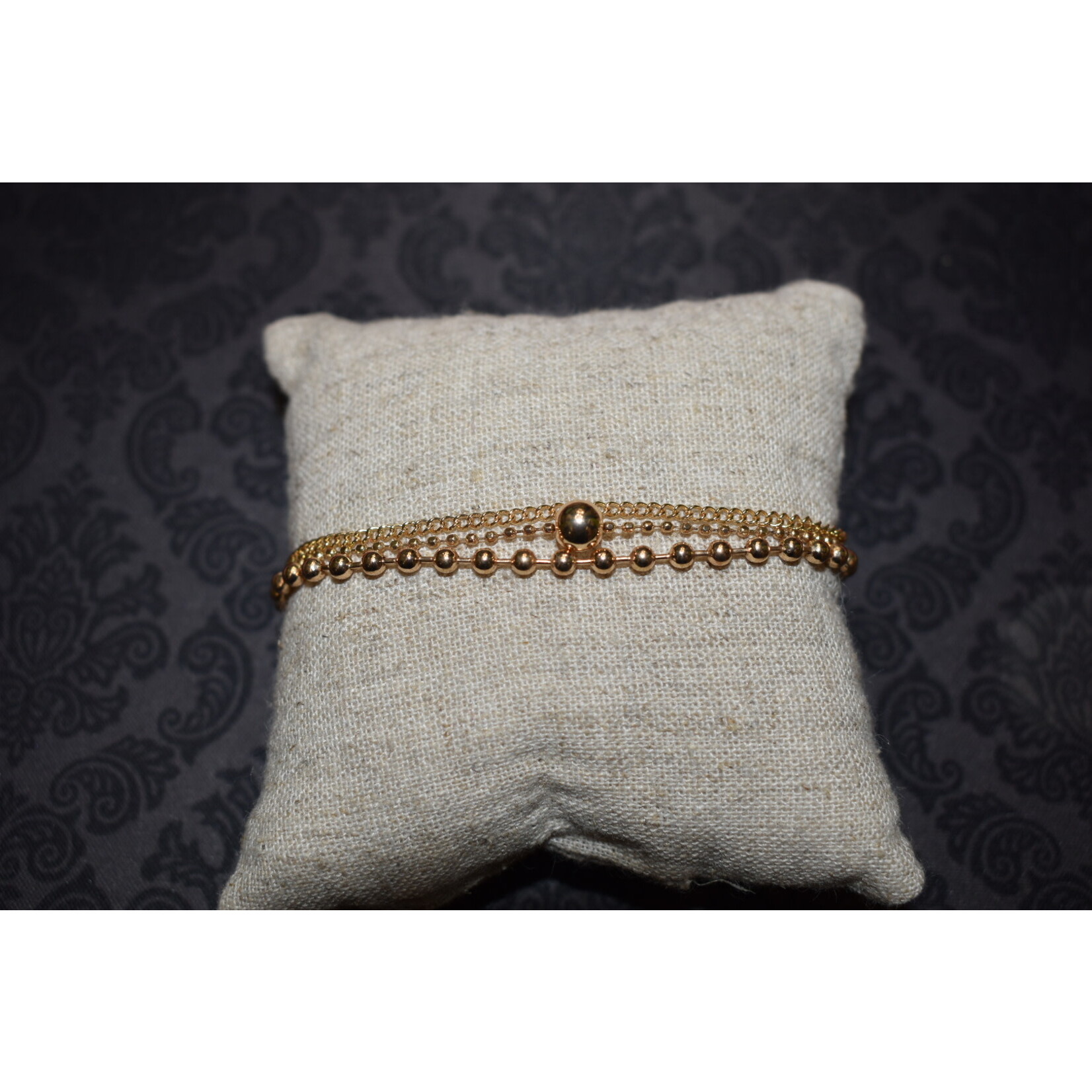 m. lynne designs triple gold bracelet with single big bead