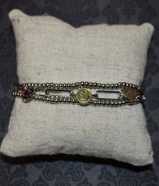 available at m. lynne designs Silver Triple Bracelet with Smiley Face Charms