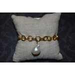 m. lynne designs gold link bracelet with  baroque pearl