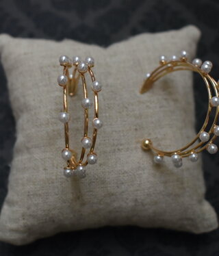 available at m. lynne designs Gold Hoop Earring with Pearls