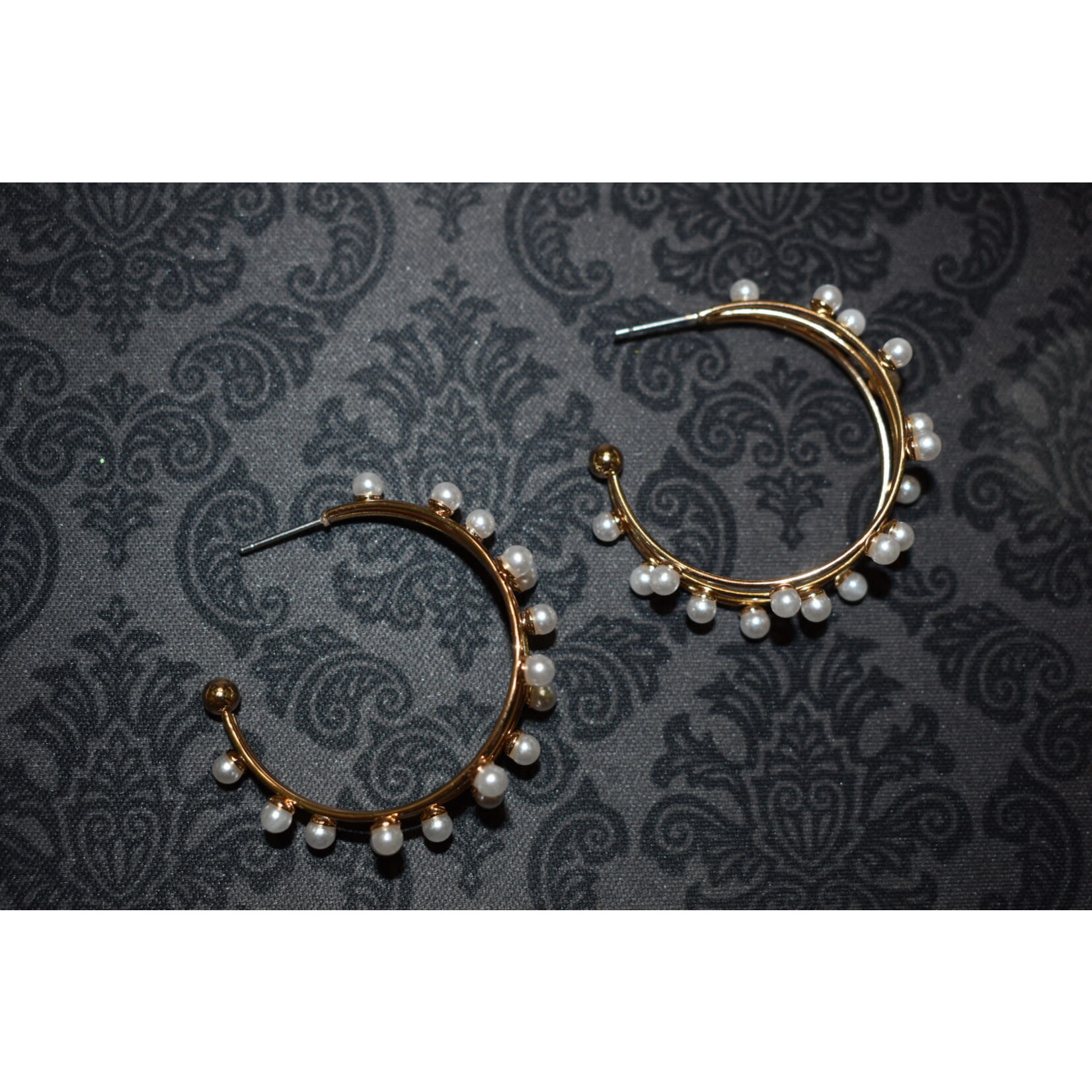 m. lynne designs gold hoop earring with pearls