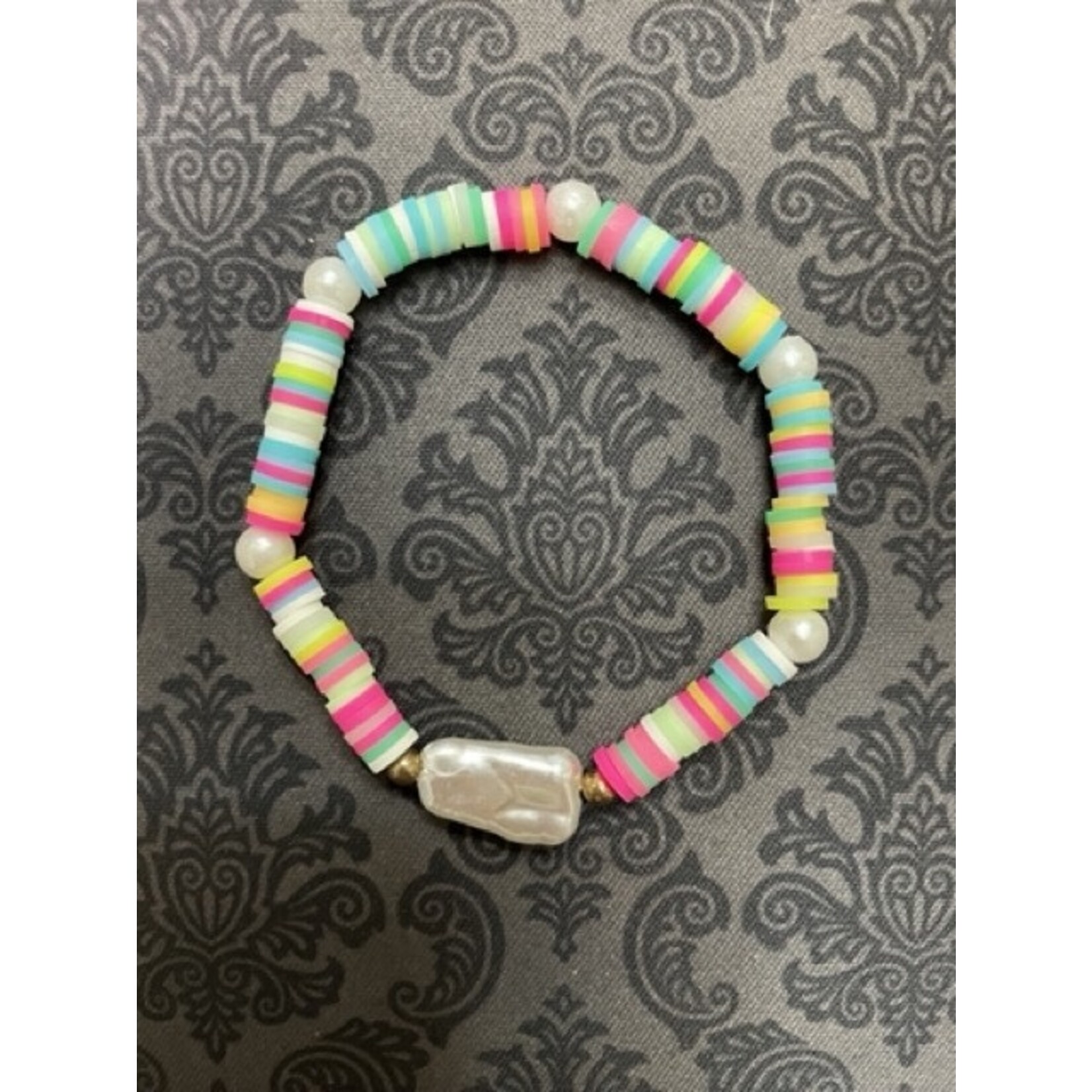 m. lynne designs colorful heishi bracelet with pearls