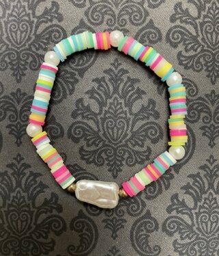 available at m. lynne designs Colorful Heishi Bracelet with Pearls