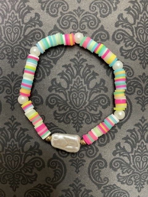 available at m. lynne designs Colorful Heishi Bracelet with Pearls