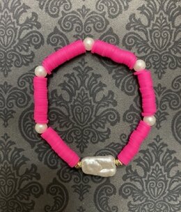 available at m. lynne designs Pink Heishi Bracelet with Pearls