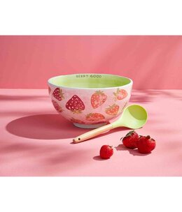 mud pie Hand-Painted Strawberry Bowl with Spoon