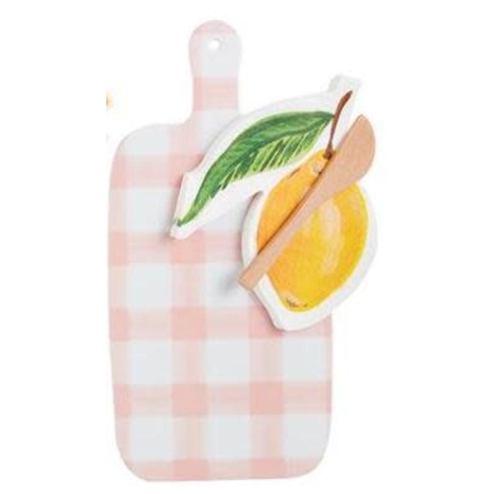 mud pie pink gingham board and napkin set
