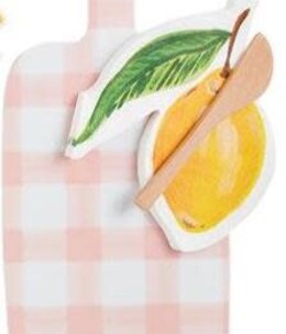 mud pie pink gingham board and napkin set