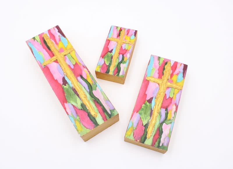 available at m. lynne designs Colorful Cross Art Block