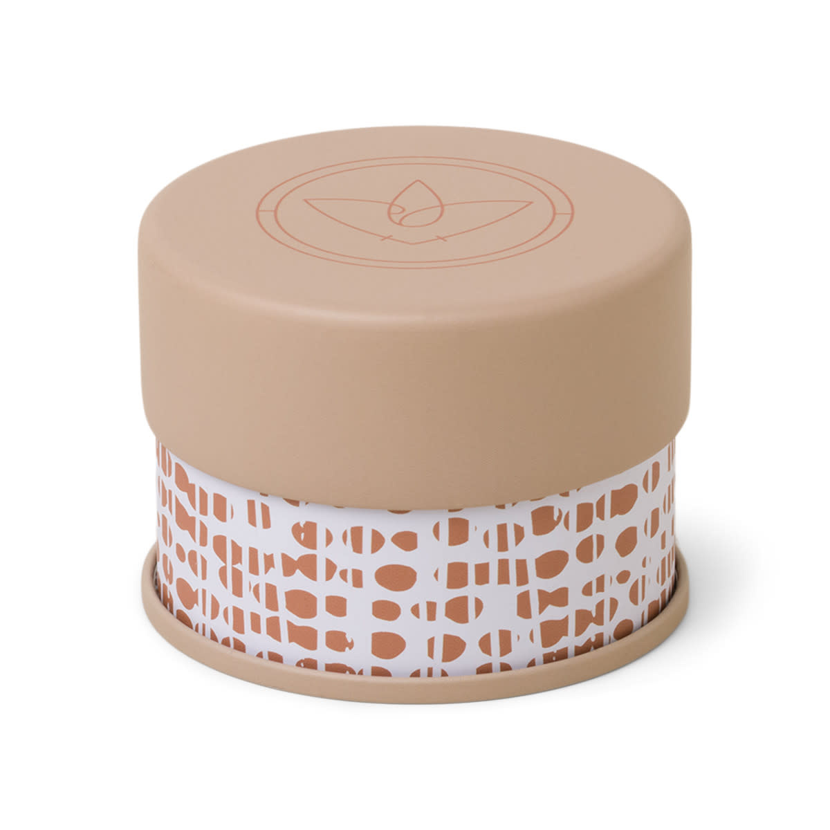 paddywax Terrace Patterned Candle Tin with Terracotta Solid Lid, Linen Rosewood