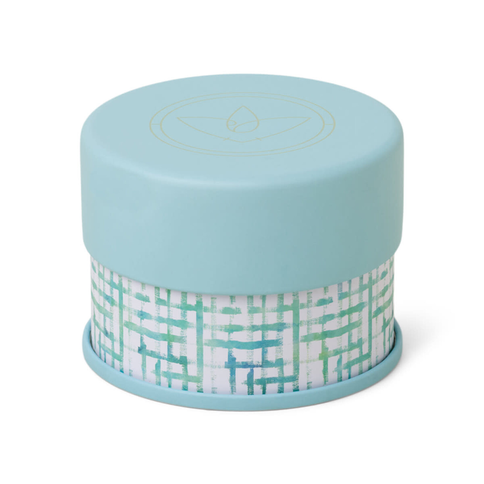paddywax terrace patterned candle tin with blue lid