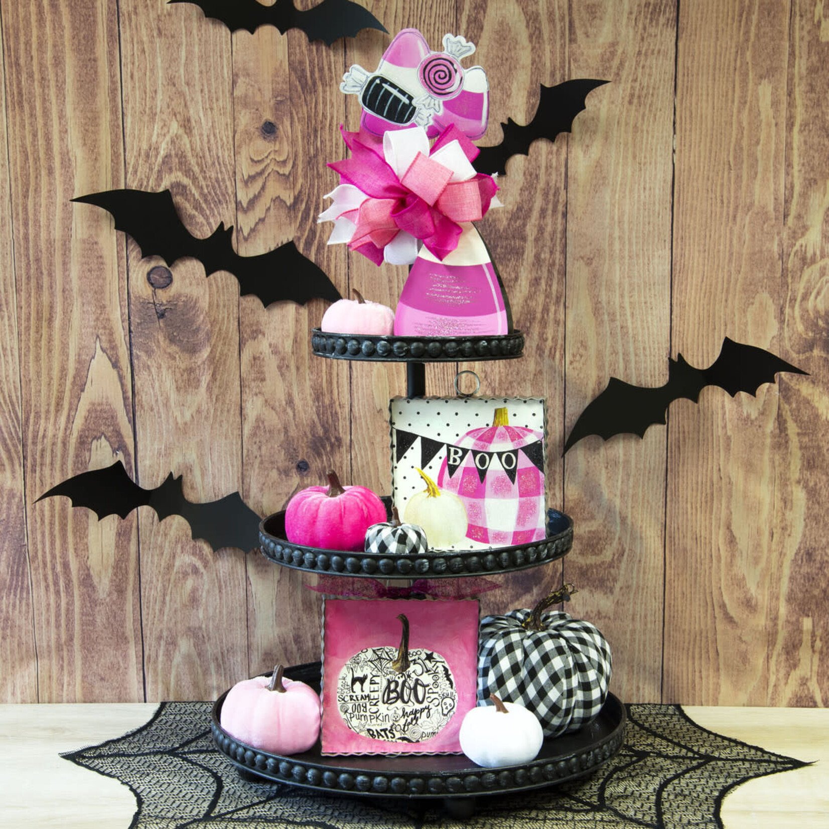 the round top collection pink candy corn finial