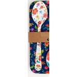 m. lynne designs tobacco leaf stainless steel spoon, white with floral