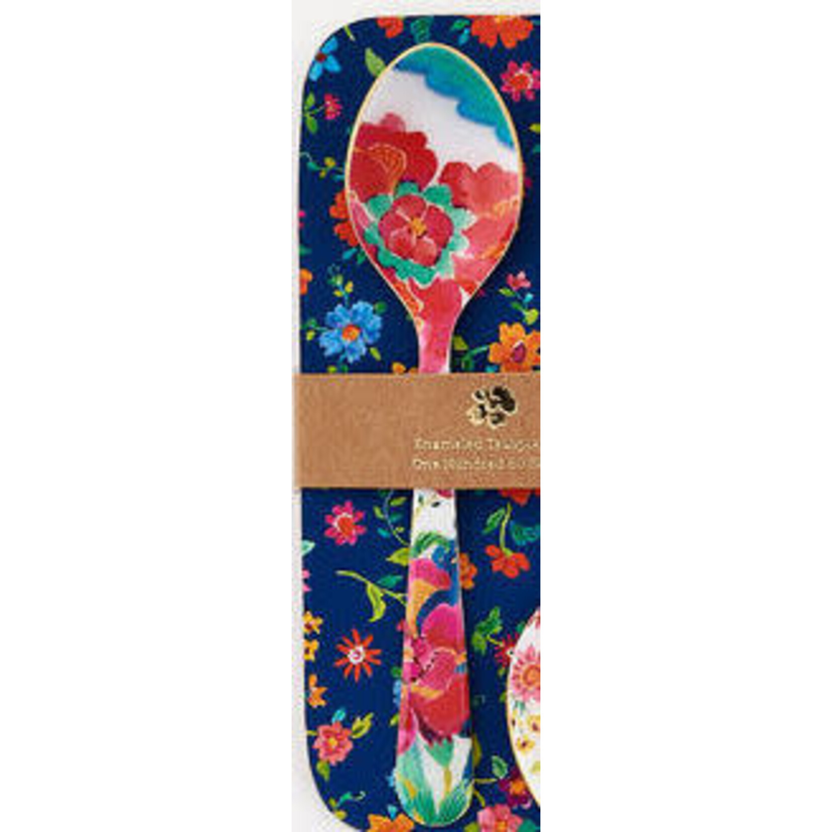 m. lynne designs tobacco leaf stainless steel spoon with floral design