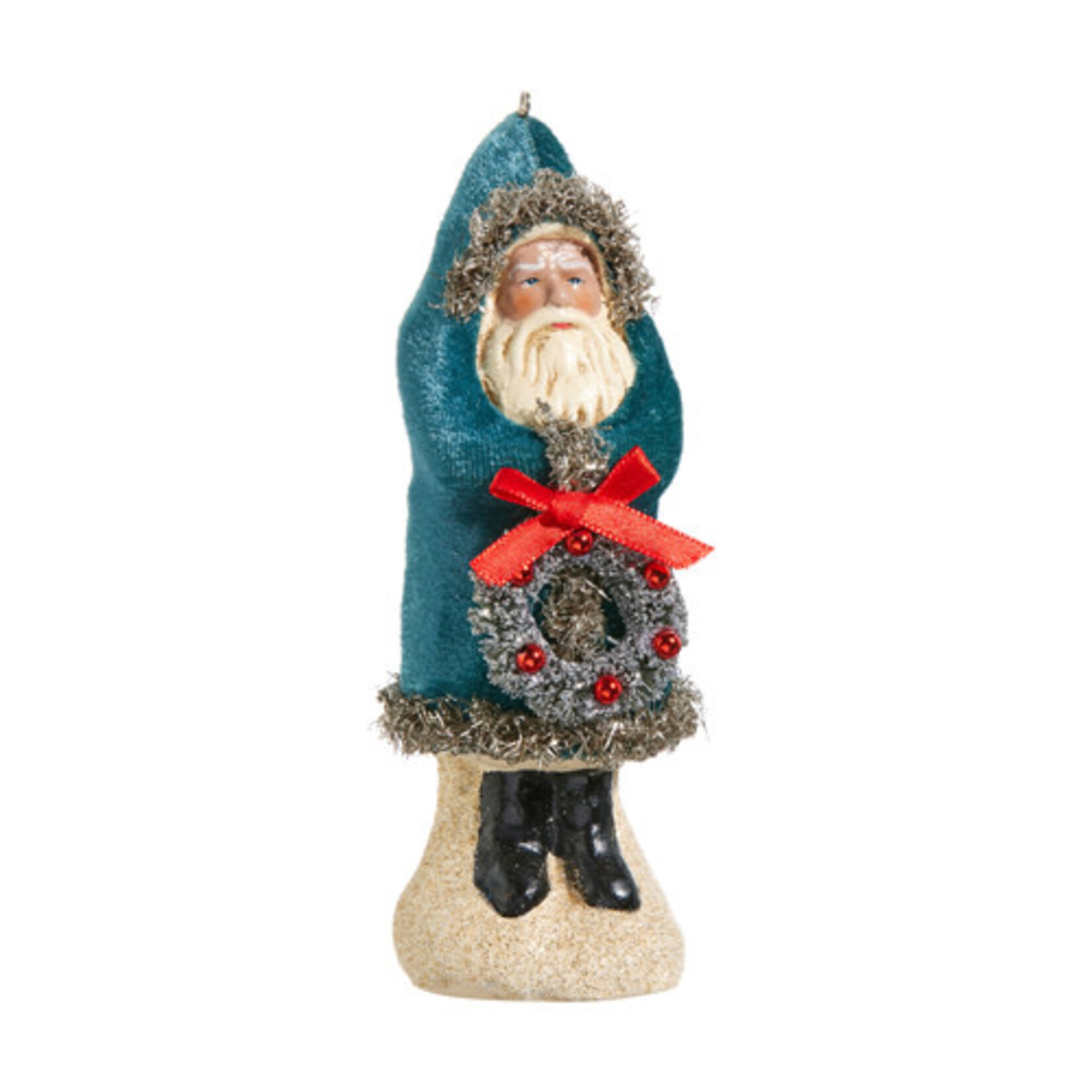 m. lynne designs blue velvet belsnickel santa ornament