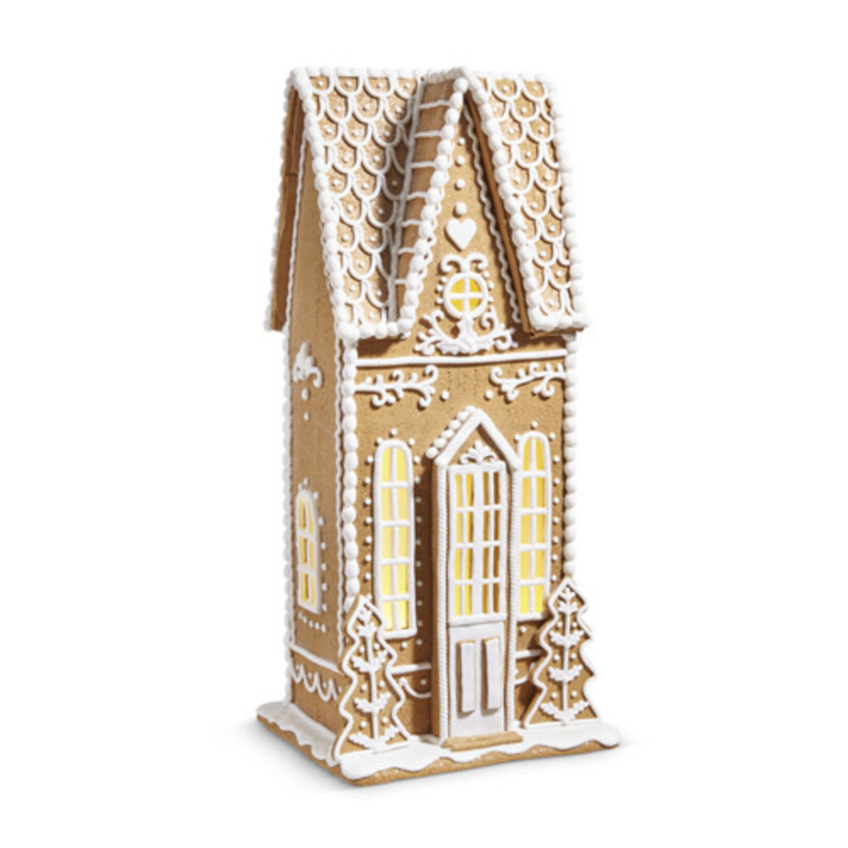 m. lynne designs xl white icing lighted gingerbread house with tall front door