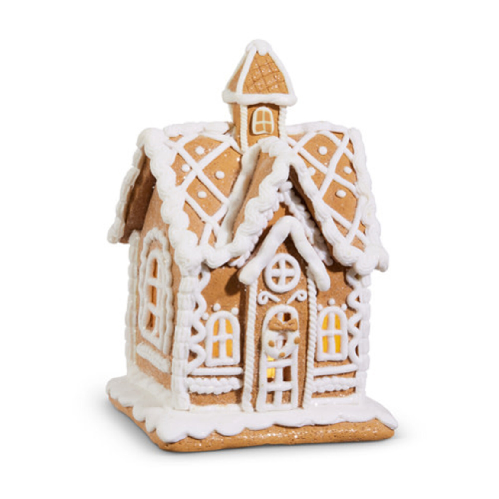 m. lynne designs lighted gingerbread house with center chimney