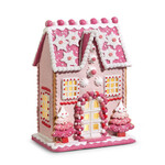 m. lynne designs pink lighted gingerbread house with ombre trees