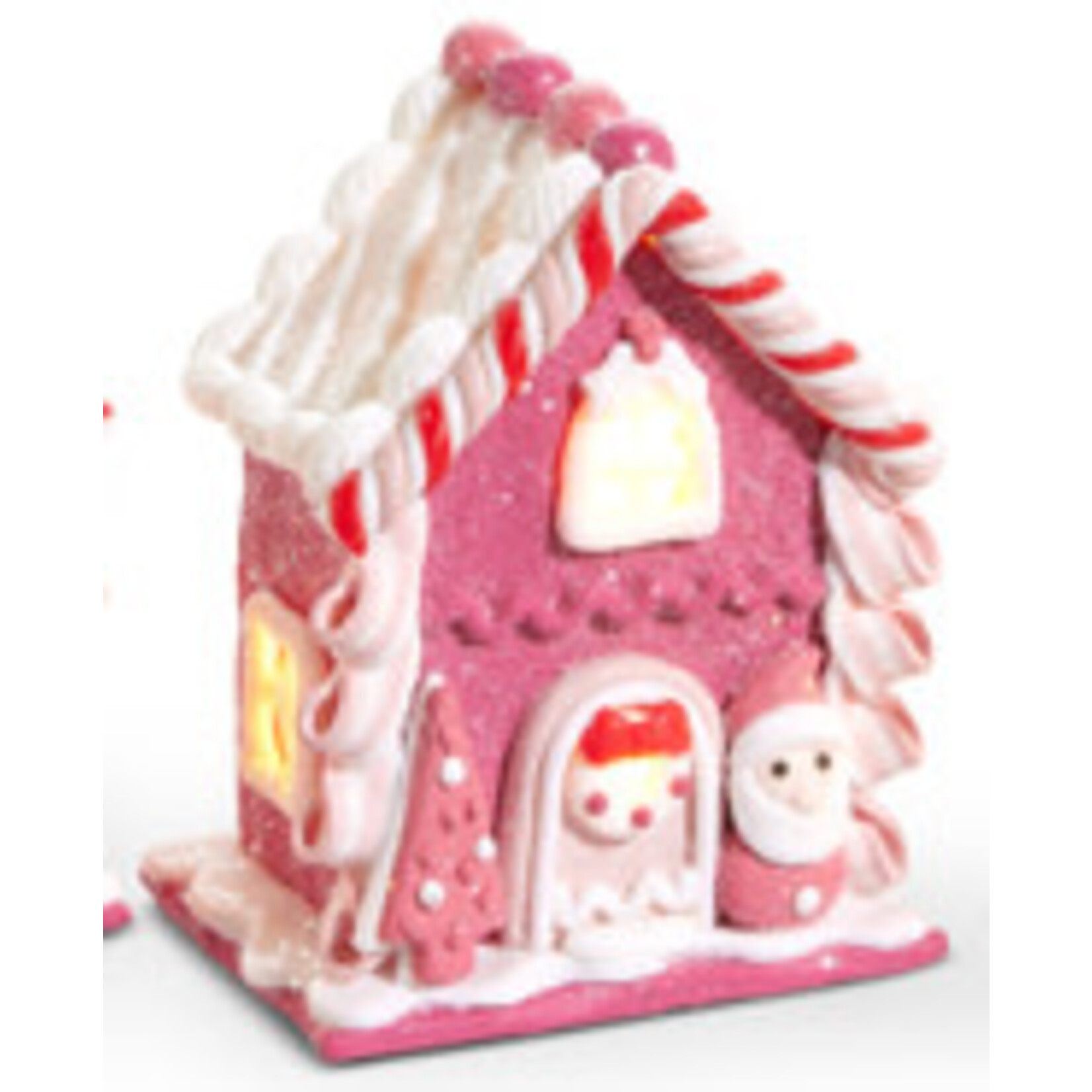 m. lynne designs pink lighted gingerbread house ornament