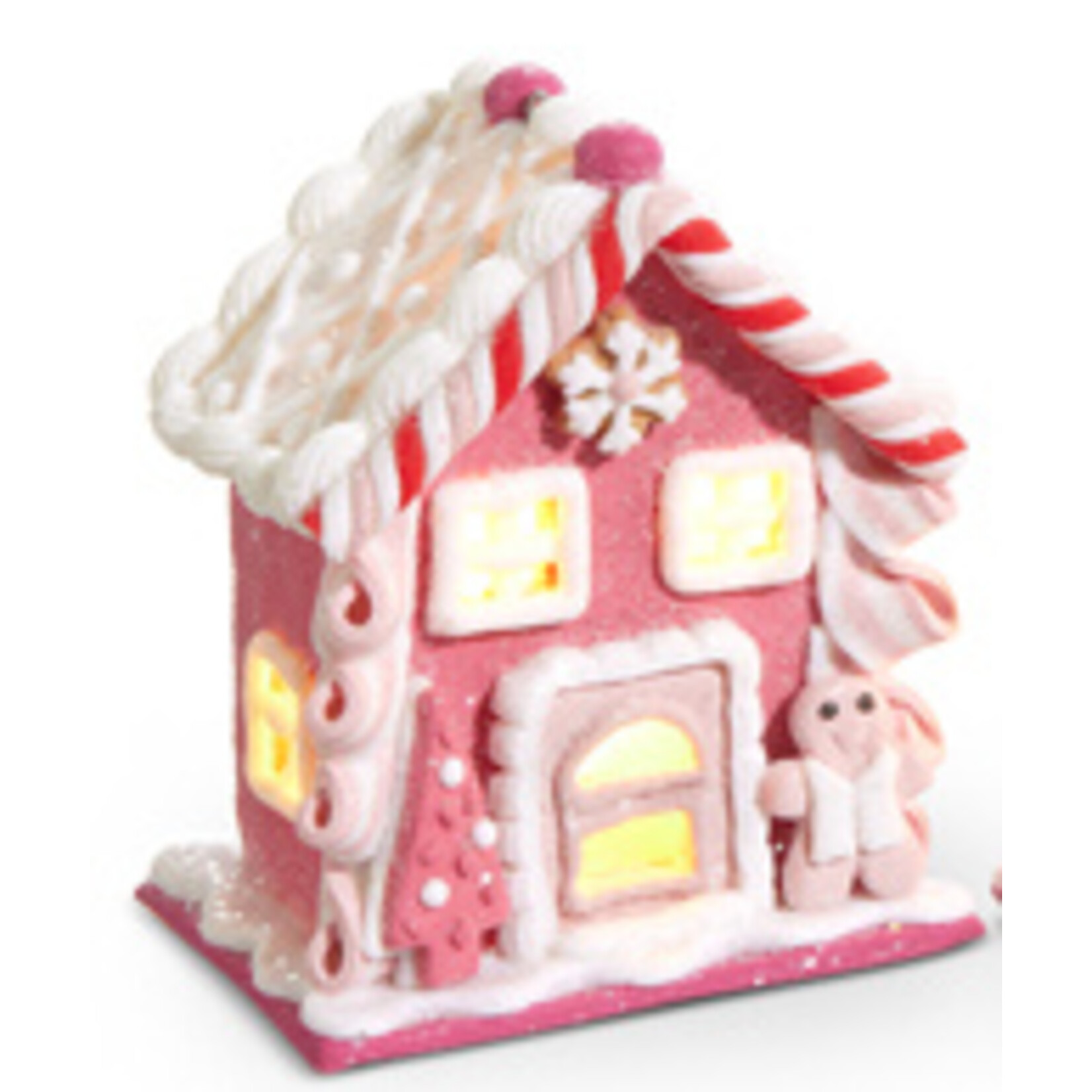 m. lynne designs pink lighted gingerbread house ornament