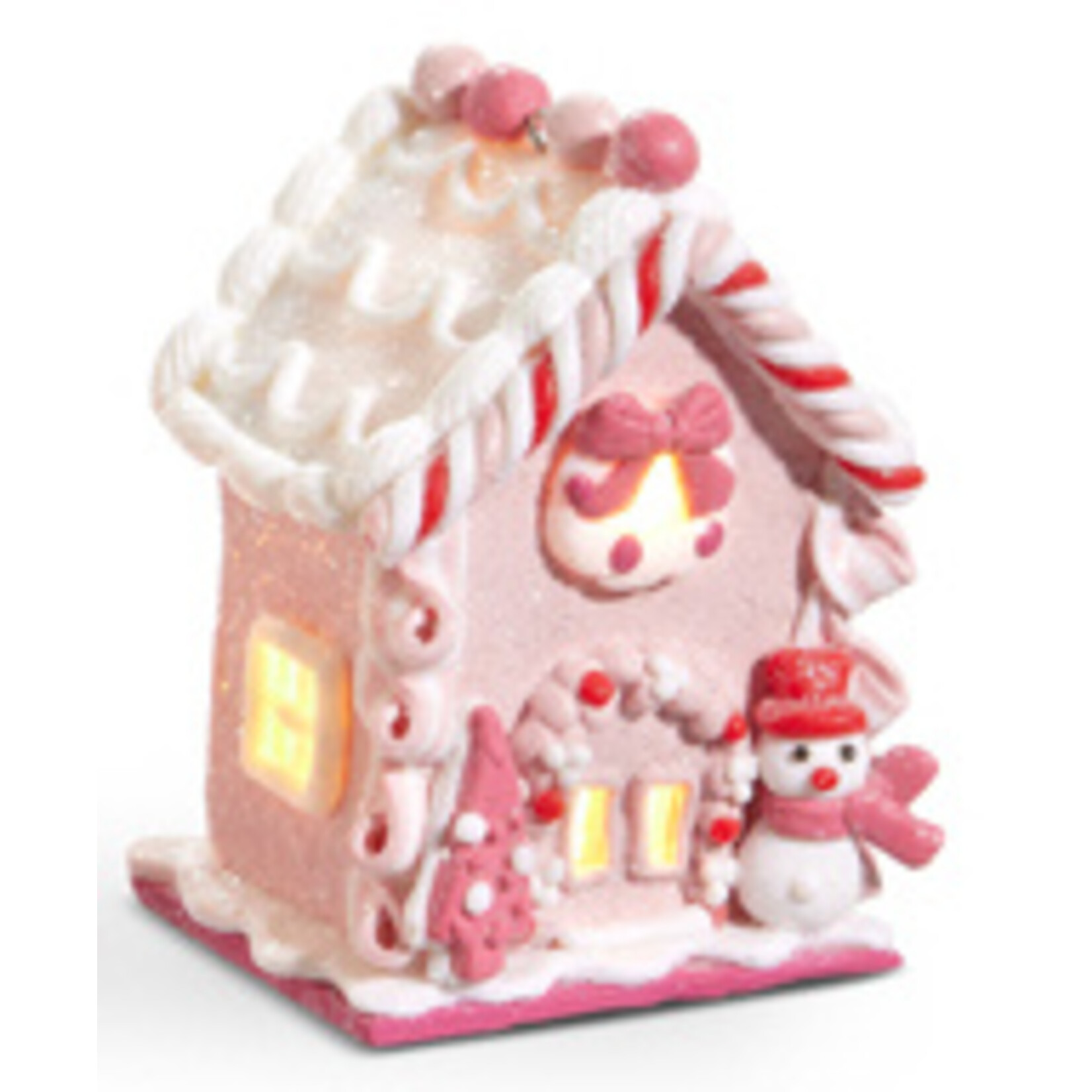 m. lynne designs pink lighted gingerbread house ornament